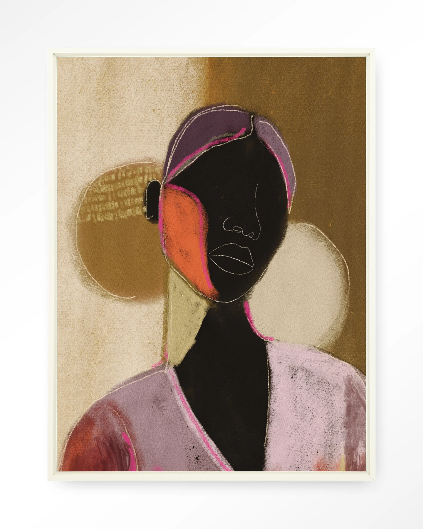 25089-silhouette-lady-1-wandkleed-floating-frame-off-white Silhouette lady 1 Floating frame Zwart 80 x 110 cm - Afbeelding 1