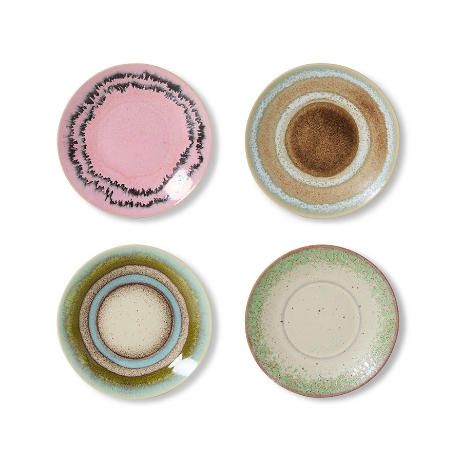 Saucers, Doodle 70s ceramics - set of 4 Saucers, Doodle 70s ceramics - set of 4