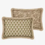 Double sided cushion Jessica Olive & Ecru x Yin Sand & Ecru