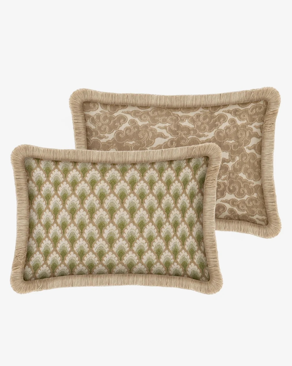 Double sided cushion Jessica Olive & Ecru x Yin Sand & Ecru