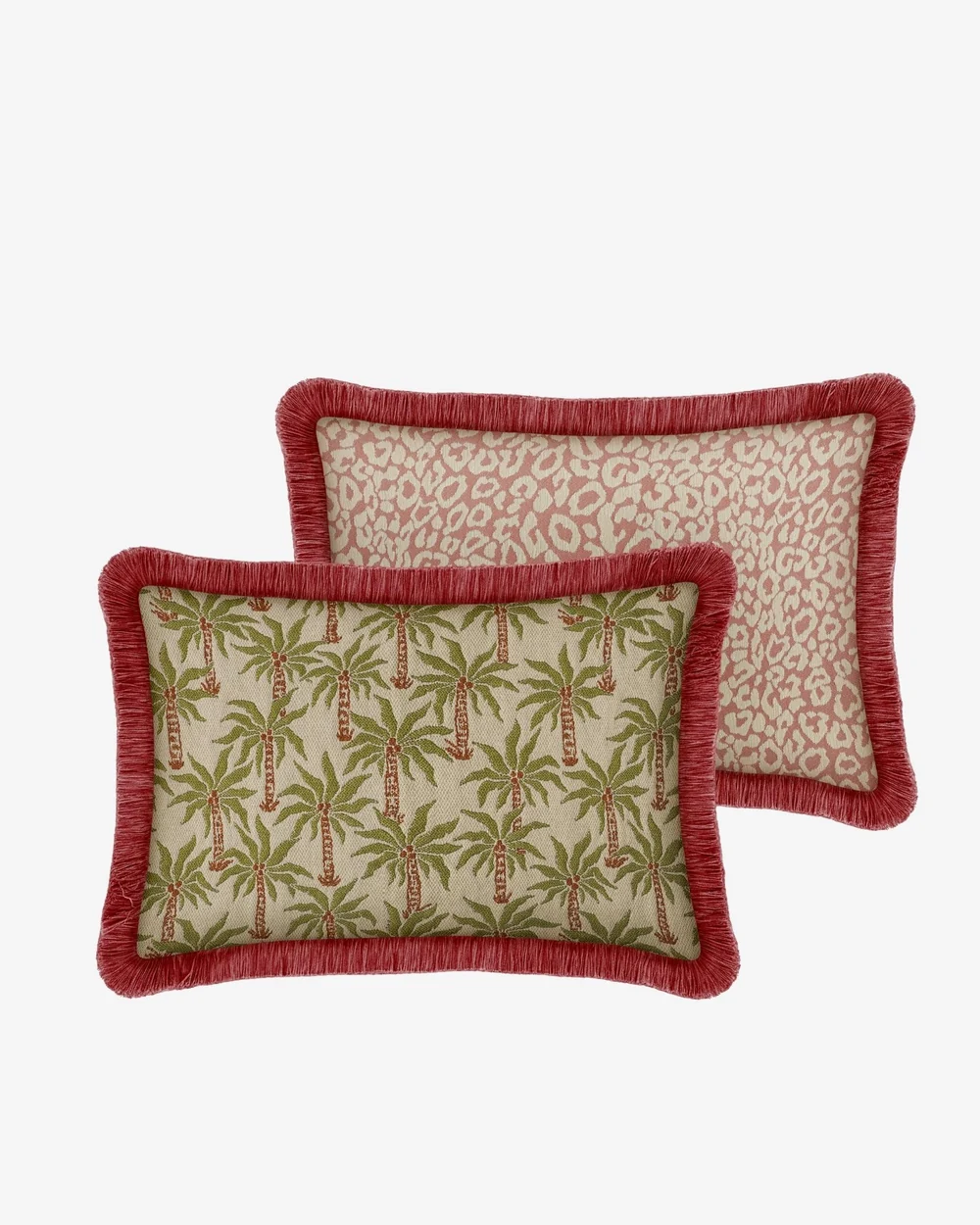palais-double-sided-outdoor-cushion-laura-green-ecru-maya-rose-pink-ecru Double sided cushion Laura Olive & Spice x Maya Rose & Ecru - Afbeelding 1