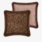 Double sided cushion Maya Chocolate & Raffia x Mako Rose & Ecru
