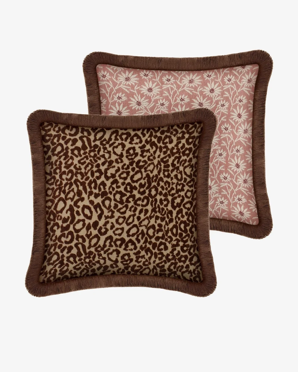 palais-double-sided-outdoor-cushion-maya-brown-ecru-mako-rose Double sided cushion Maya Chocolate & Raffia x Mako Rose & Ecru - Afbeelding 1